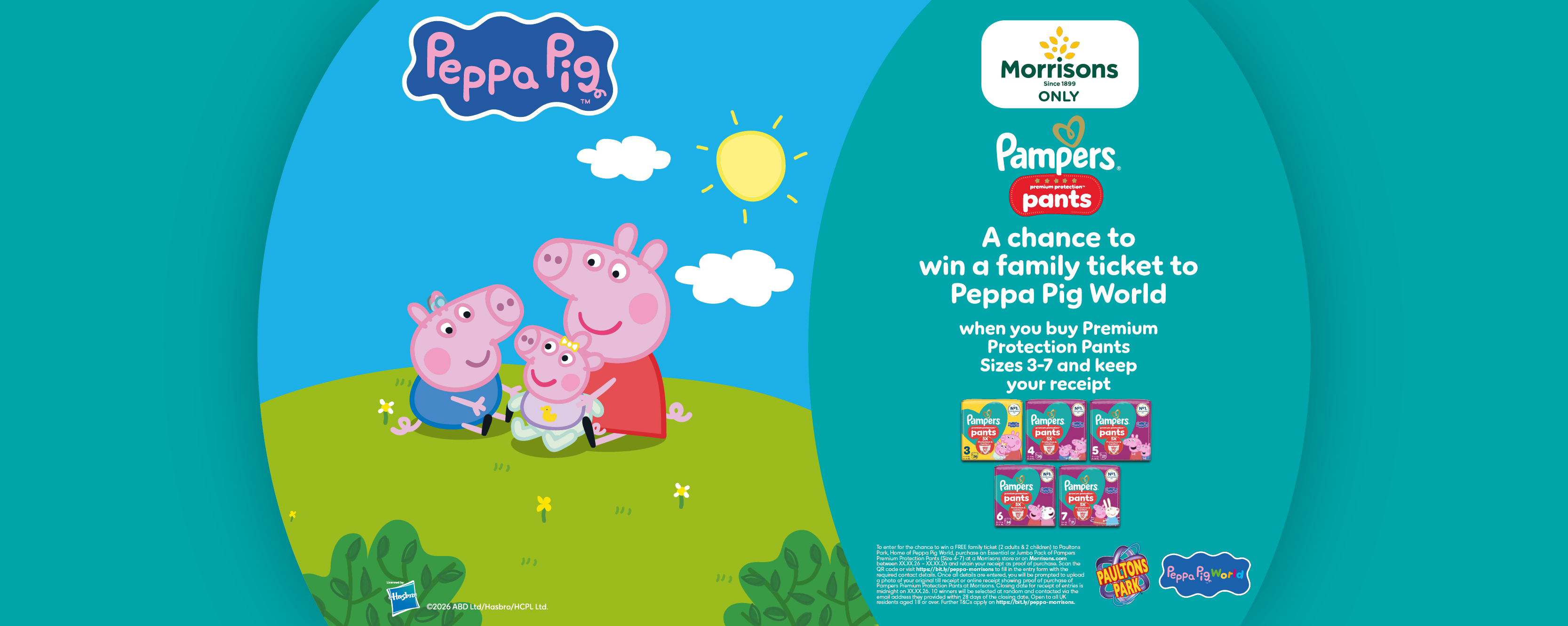 Peppa pig cartoon promo banner with the description of the in store competition Morrisons only